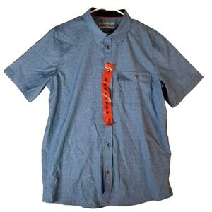 Avalanche Outdoor Supply Blue Poly Spandex Button Down Men's Shirt Size Medium